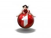 Girl on a red ball commercial